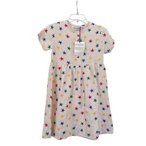Bobo Choses Girls Ecru Multicolor Stars All Over Muslin Woven Dress sz 10-11 NWT